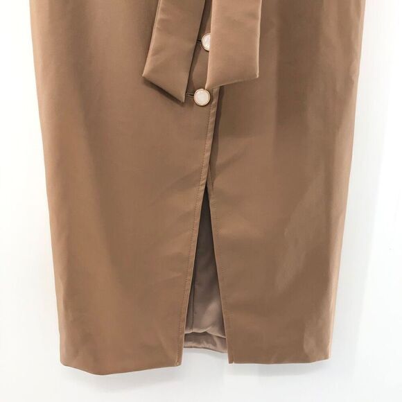 Bardot Tie Waist Skirt in Tan / replaced buttons - Picture 6 of 12